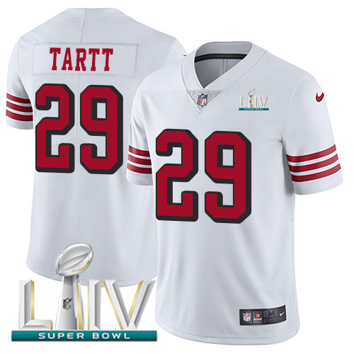 San Francisco 49ers Nike #29 Jaquiski Tartt White Super Bowl LIV 2020 Rush Youth Stitched NFL Vapor Untouchable Limited Jersey